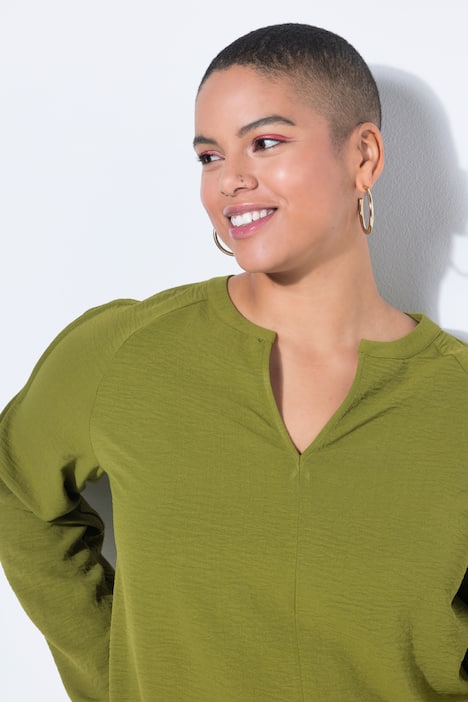 Tunika, A-Linie, Krepp, 3/4-Puffärmel