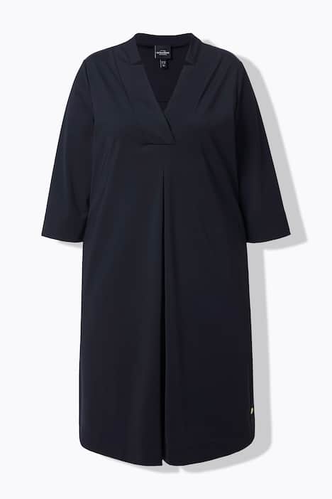 Jurk, A-lijn, gobletkraag, V-hals, 3/4-mouwen