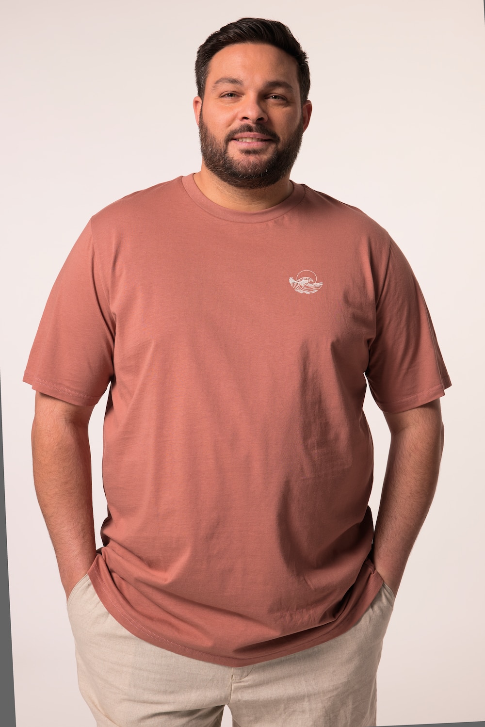 Men+ T-shirt, korte mouwen, kleine print, tot 8XL