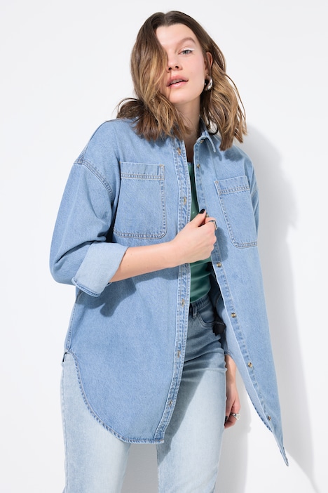 Chemisier en jean oversize, col chemise