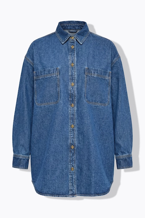 Jeanshemd, oversized, Hemdkragen