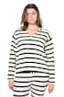 Polo svetr, oversize, strukturovaný úplet s pruhy