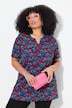 Floral Print Notch Neck A-Line Knit Tunic