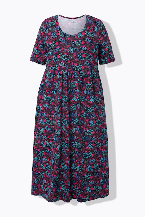 Floral Print Empire Knit A-Line Pocket Dress