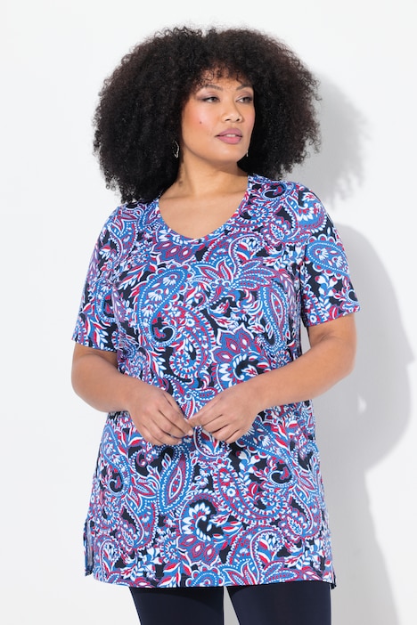 Paisley Print Short Sleeve Knit Tunic