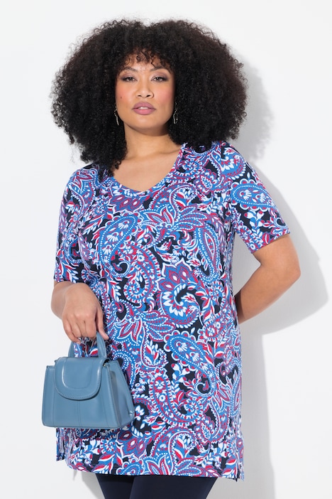 Paisley Print Short Sleeve Knit Tunic