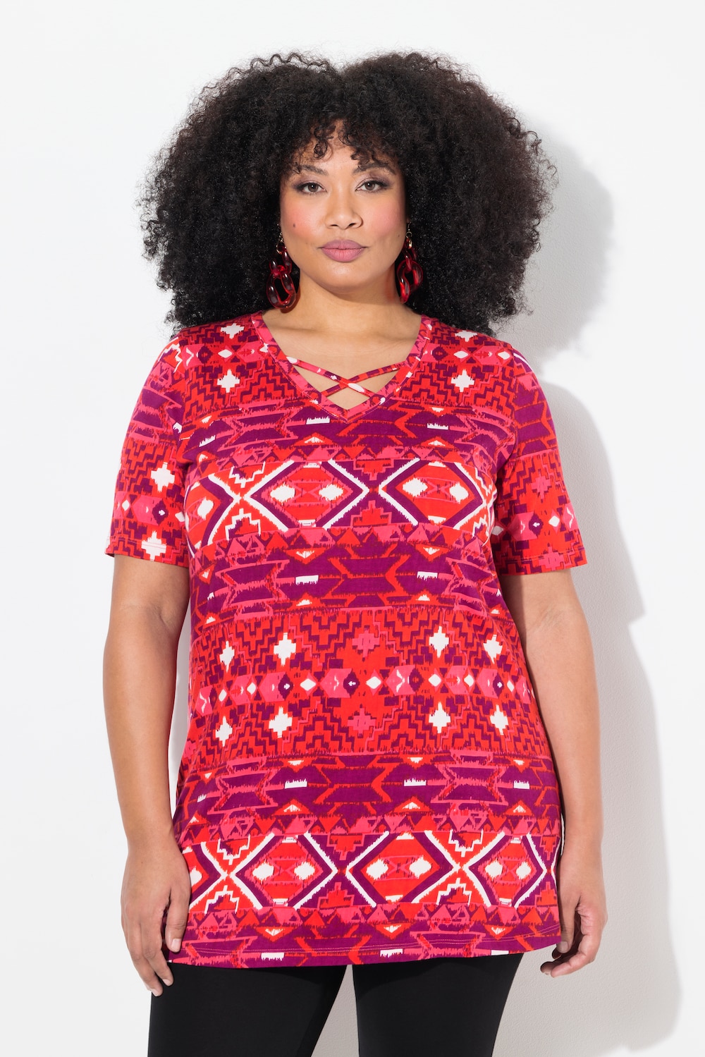 Thumbnail - Große Größen Longshirt, Damen, rot, Größe: 46/48, Baumwolle, Ulla Popken