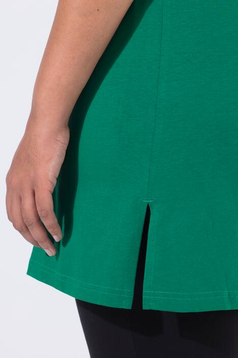 Longshirt, A-lijn, V-halslijn, halve mouwen