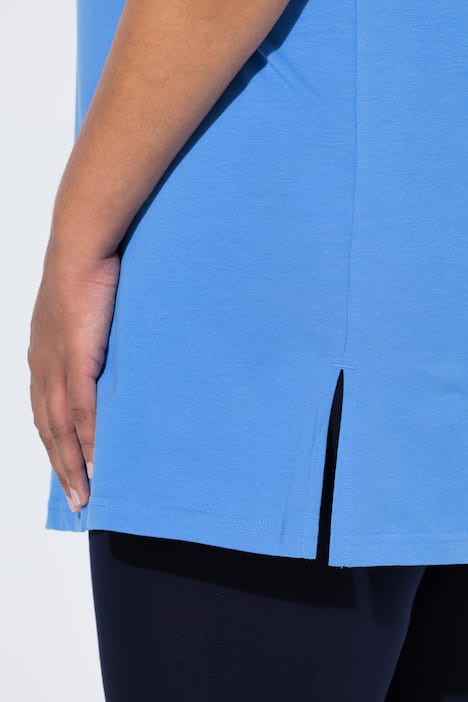 Długa bluzka, krój trapezowy, dekolt w szpic, rękaw 1/2