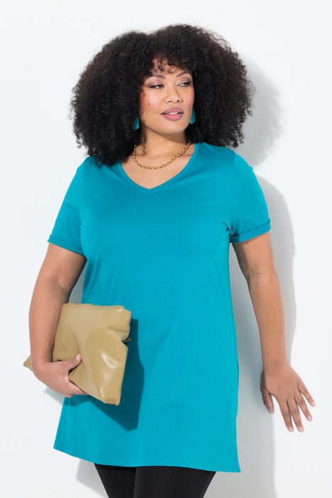 Short Sleeve V-Neck Knit Tunic