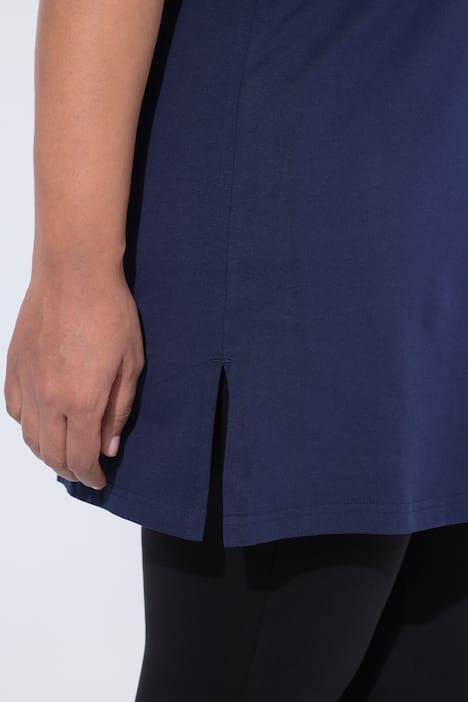 Longshirt, A-lijn, V-halslijn, halve mouwen