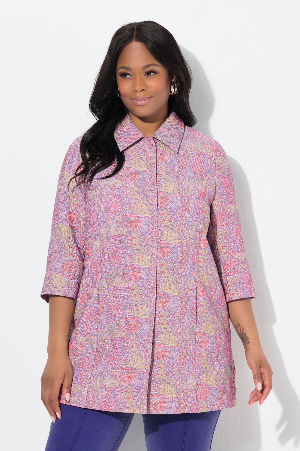 Große Größen Jacke, Damen, blau, Größe: 42, Viskose/Polyester, Ulla Popken