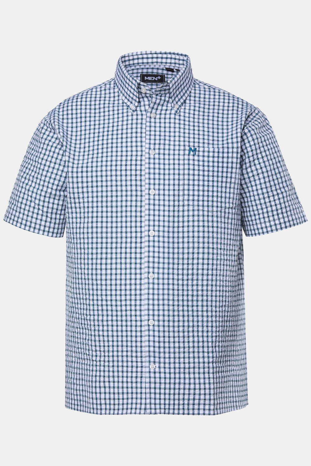 ternet skjorte, korte ærmer, seersucker, buttondown-krave, Comfort Fit, op til 8XL