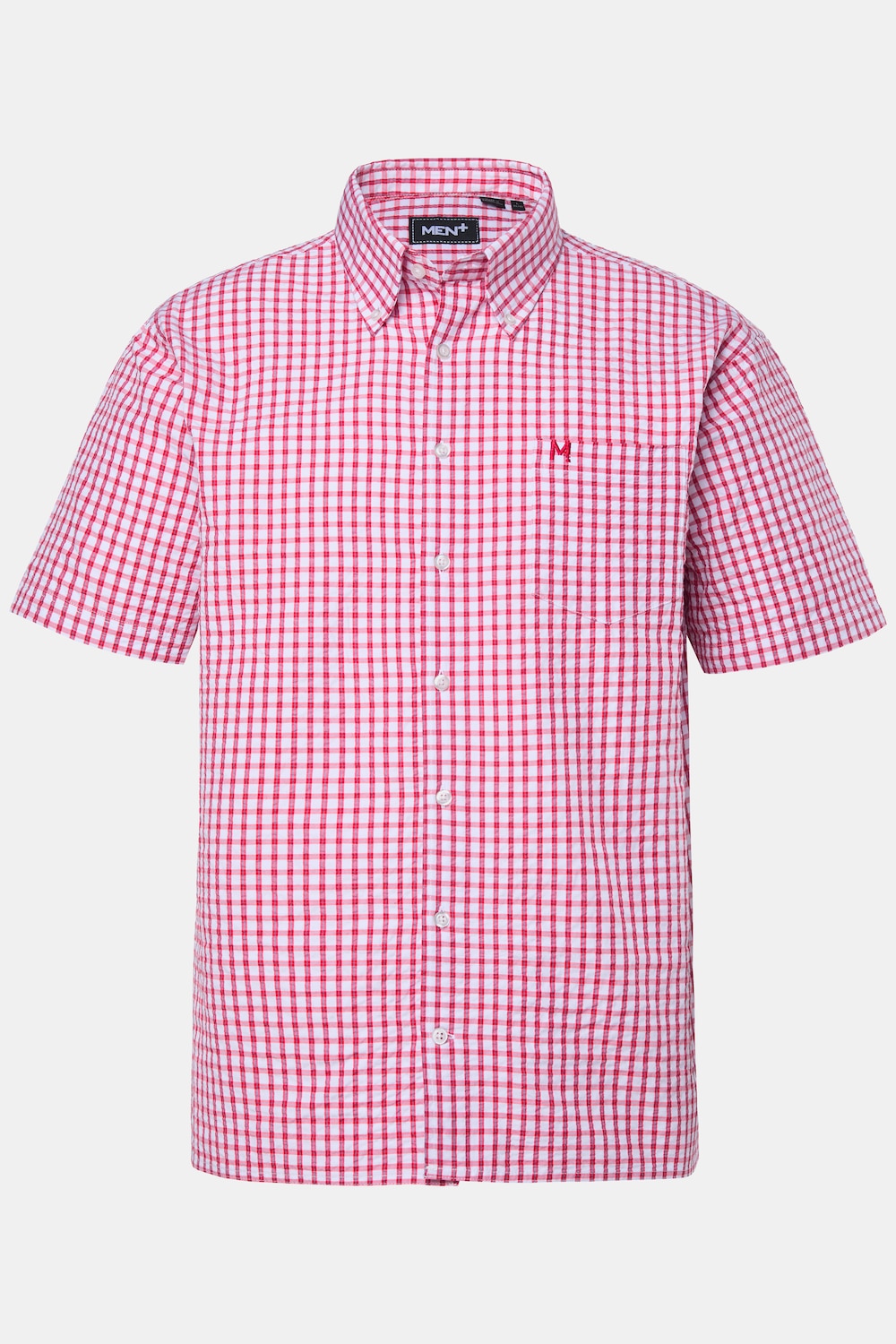 Ruitenoverhemd, korte mouw, seersucker, buttondown-kraag, comfort fit, tot 8 XL