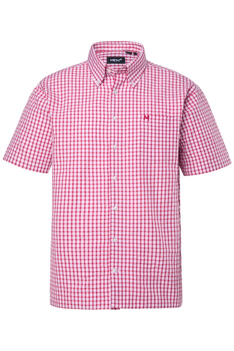 Kostkovaný košile, krátké rukávy, seersucker, límeček s knoflíky, Comfort střih, do 8XL