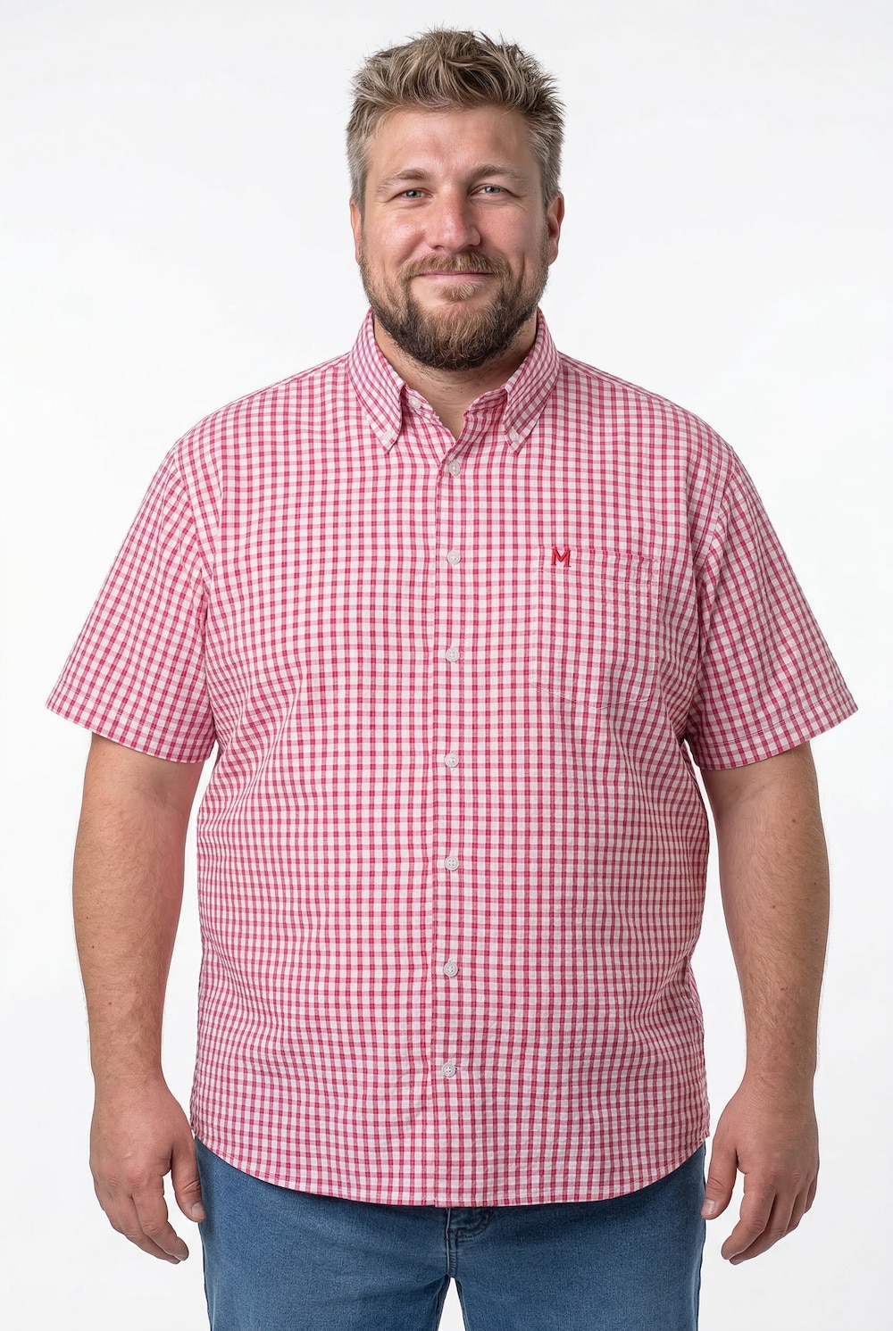 Karohemd, Halbarm, Seersucker, Buttondown-Kragen, Comfort Fit, bis 8 XL