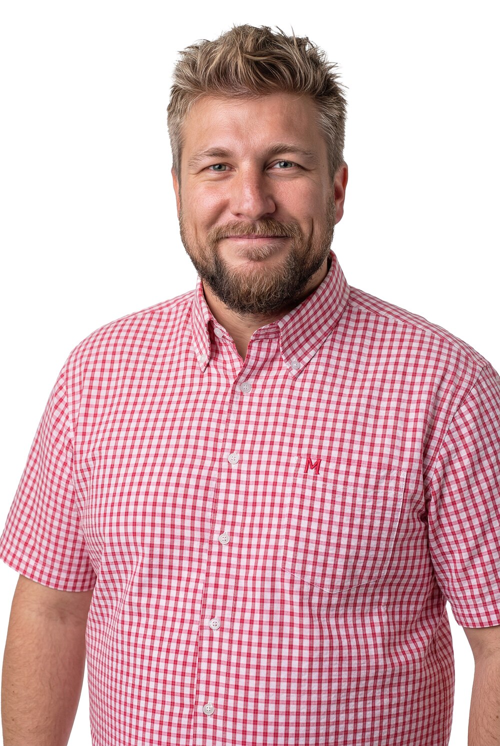 Stora storlekar Rutig skjorta, Her, röd, storlek: XXL, Bomull/Polyester, Men Plus