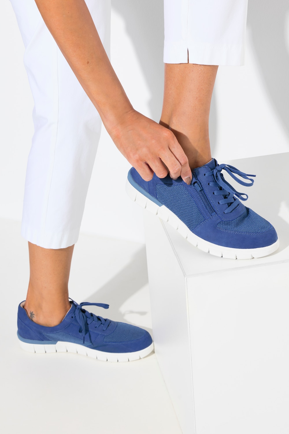 Caprice Leder-Sneaker, Damen, blau, Größe: 42, Sonstige/Leder/Synthetische Fasern, Ulla Popken