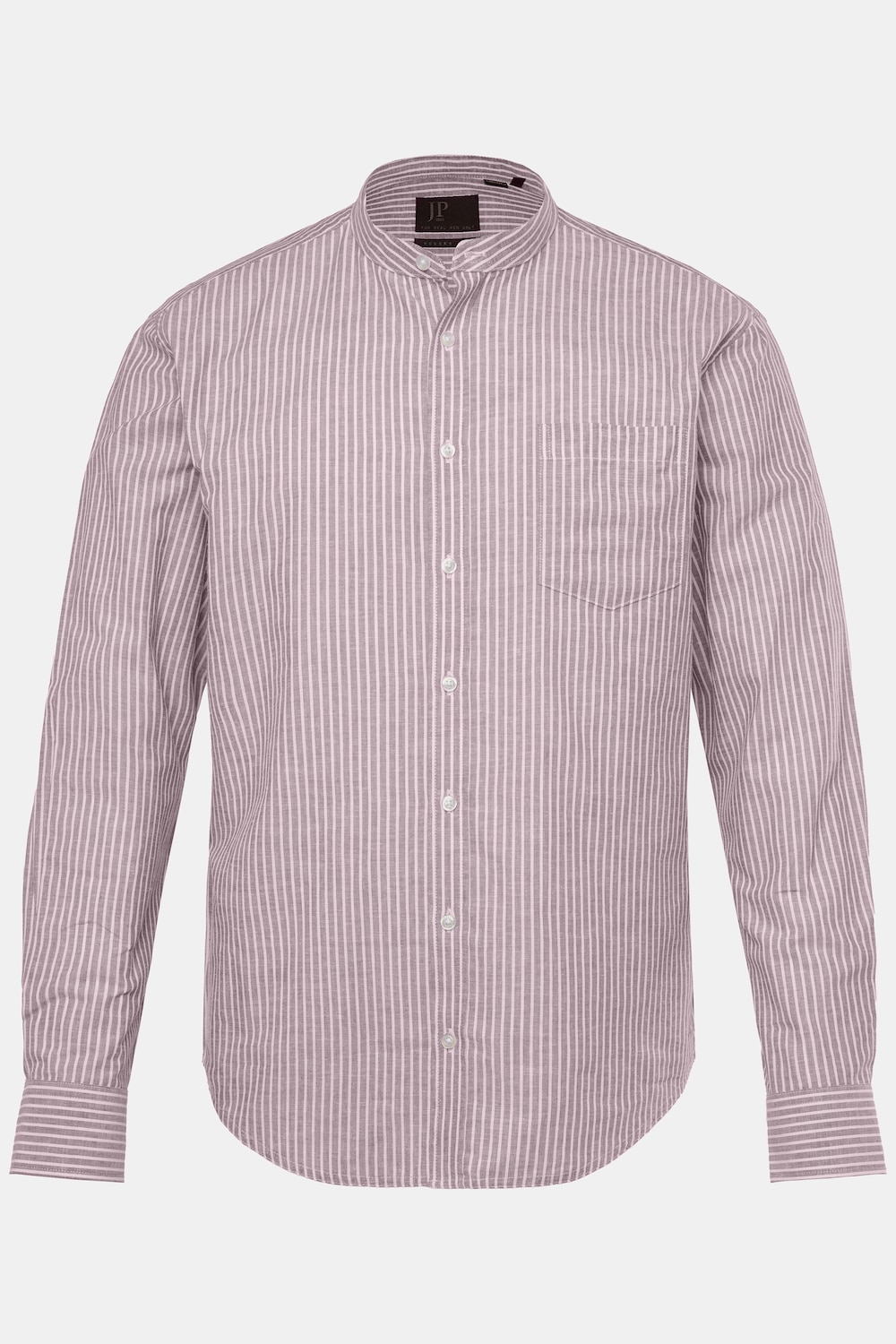 Hemd, Langarm, Leinenmix, Streifen, Stehkragen, Modern Fit, bis 8 XL