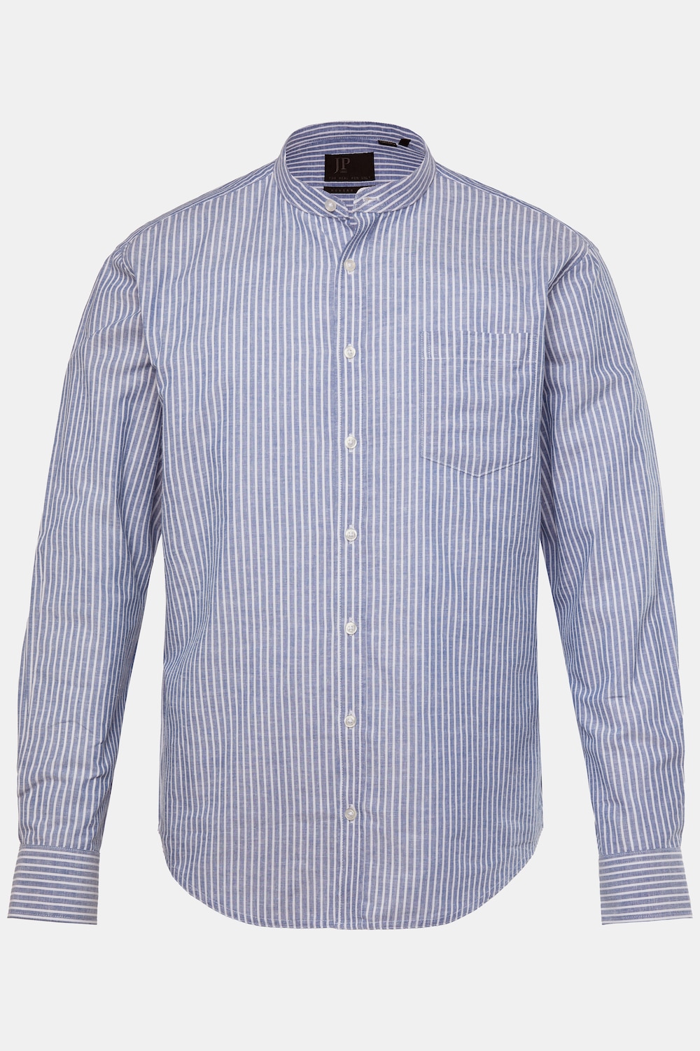 Hemd, Langarm, Leinenmix, Streifen, Stehkragen, Modern Fit, bis 8 XL