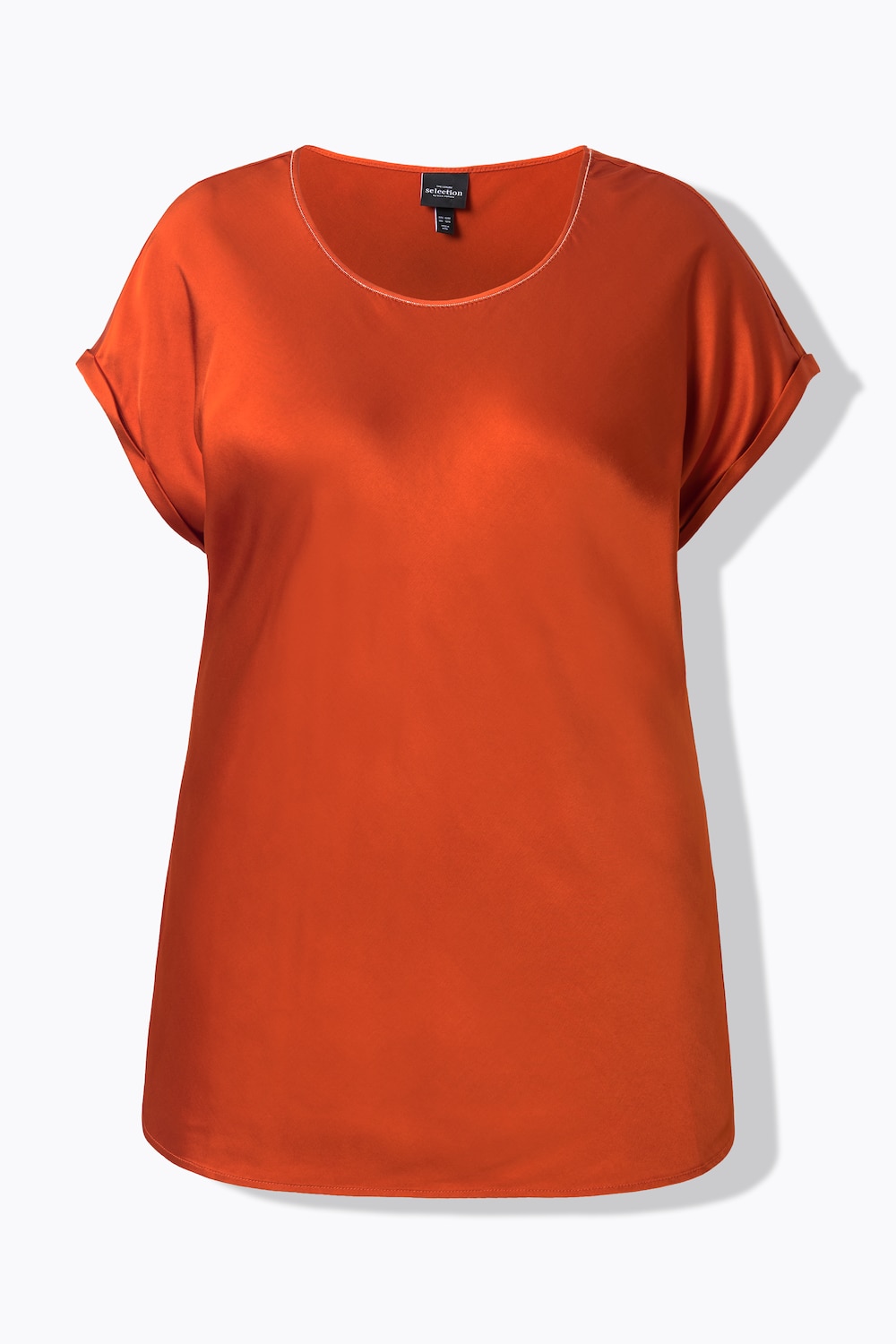 Stora storlekar Satinblus, Dam, orange, storlek: 54/56, Viskos, Ulla Popken