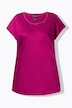 Satijnen overhemdblouse, classic, ronde hals met glitternaad, mouwloos