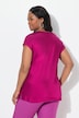 Satijnen overhemdblouse, classic, ronde hals met glitternaad, mouwloos