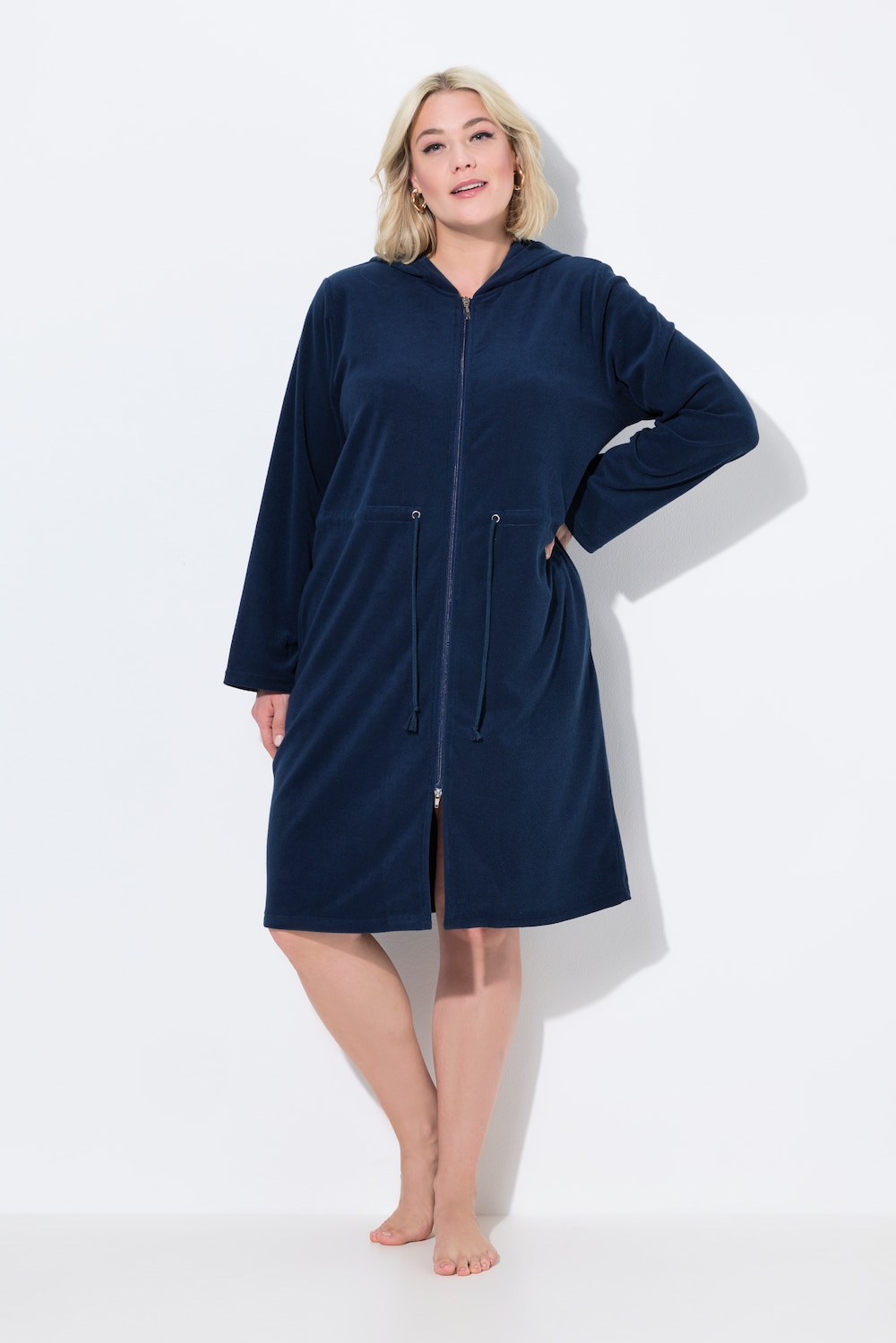 Große Größen Bademantel, Damen, blau, Größe: 42/44, Baumwolle/Polyester, Ulla Popken