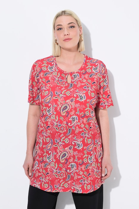 Matte Jersey Short Sleeve Paisley Print Tunic