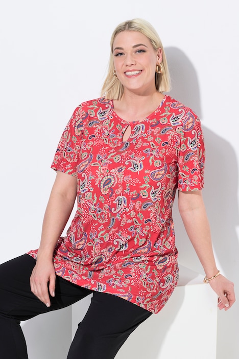 Matte Jersey Short Sleeve Paisley Print Tunic