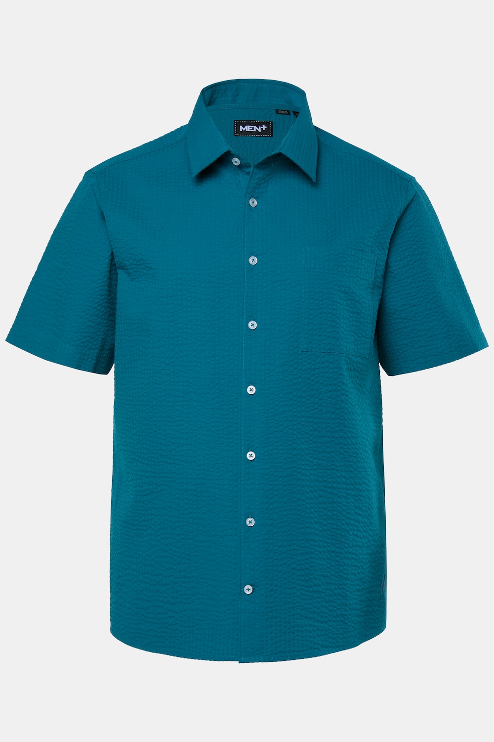 Men+ Seersucker-Hemd, Halbarm, Kentkragen, Boxy Fit, bis 8 XL