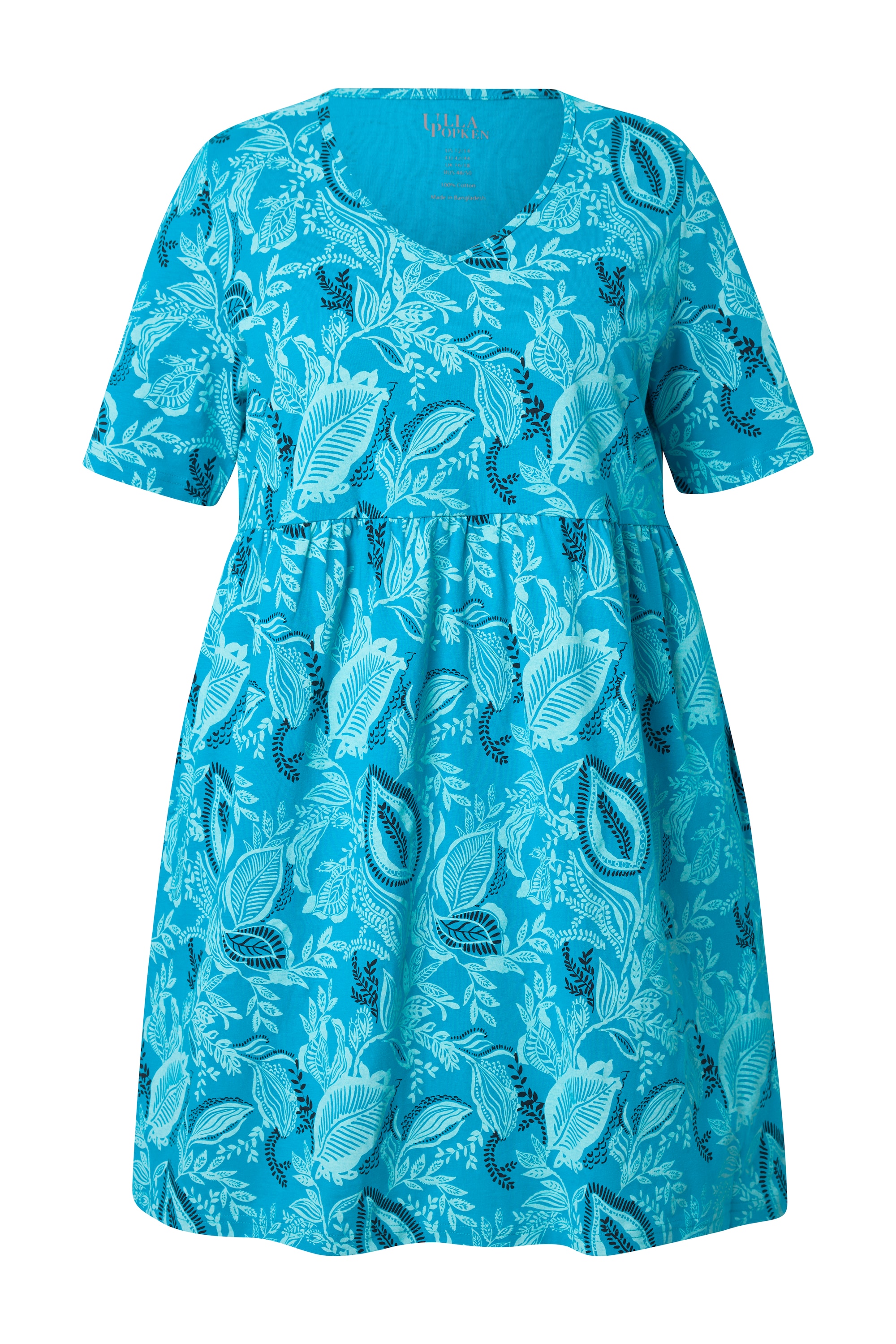 Ulla Popken Damen große Größen Longshirt A Linie V Ausschnitt Halbarm 839741