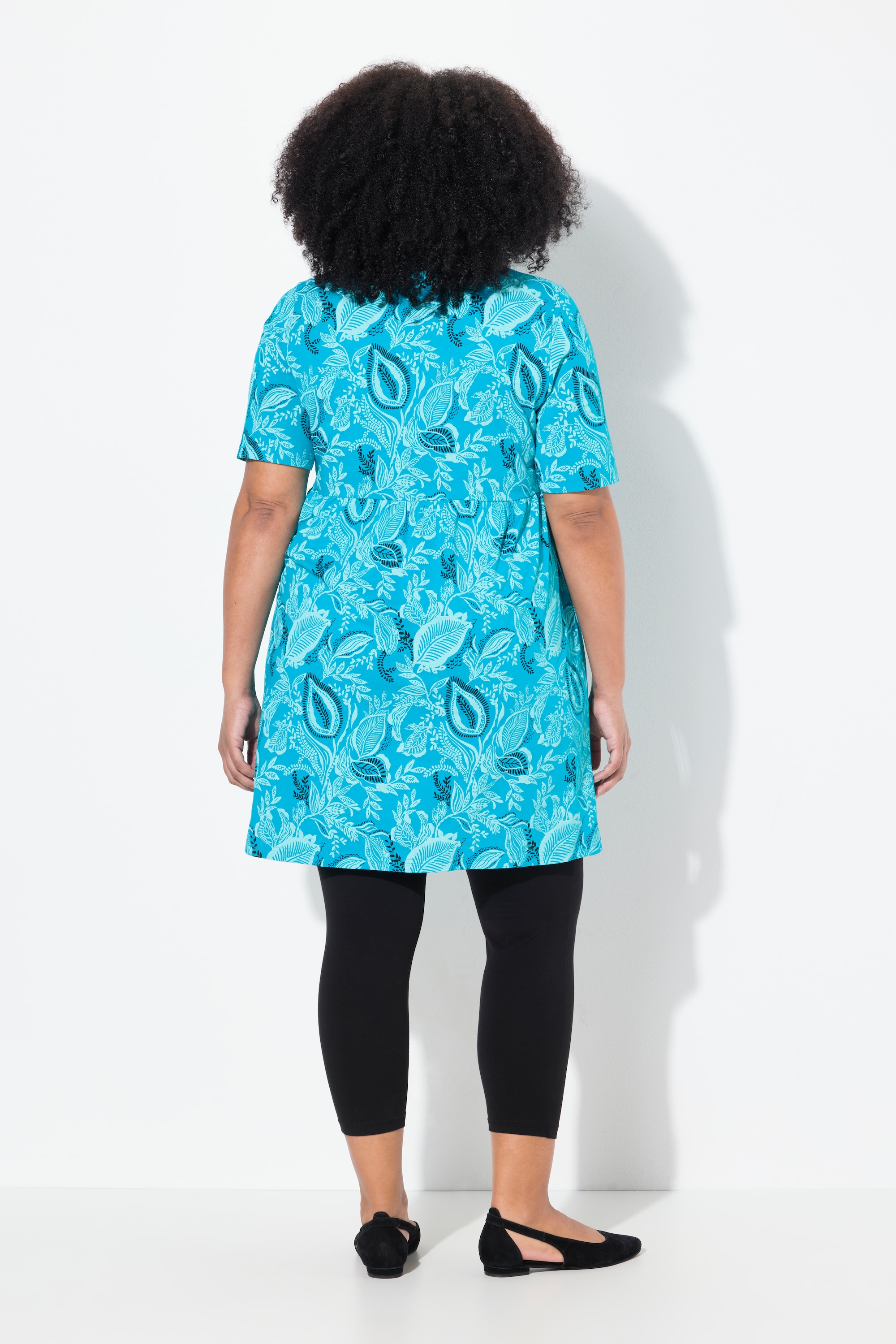 Ulla Popken Damen große Größen Longshirt A Linie V Ausschnitt Halbarm 839741
