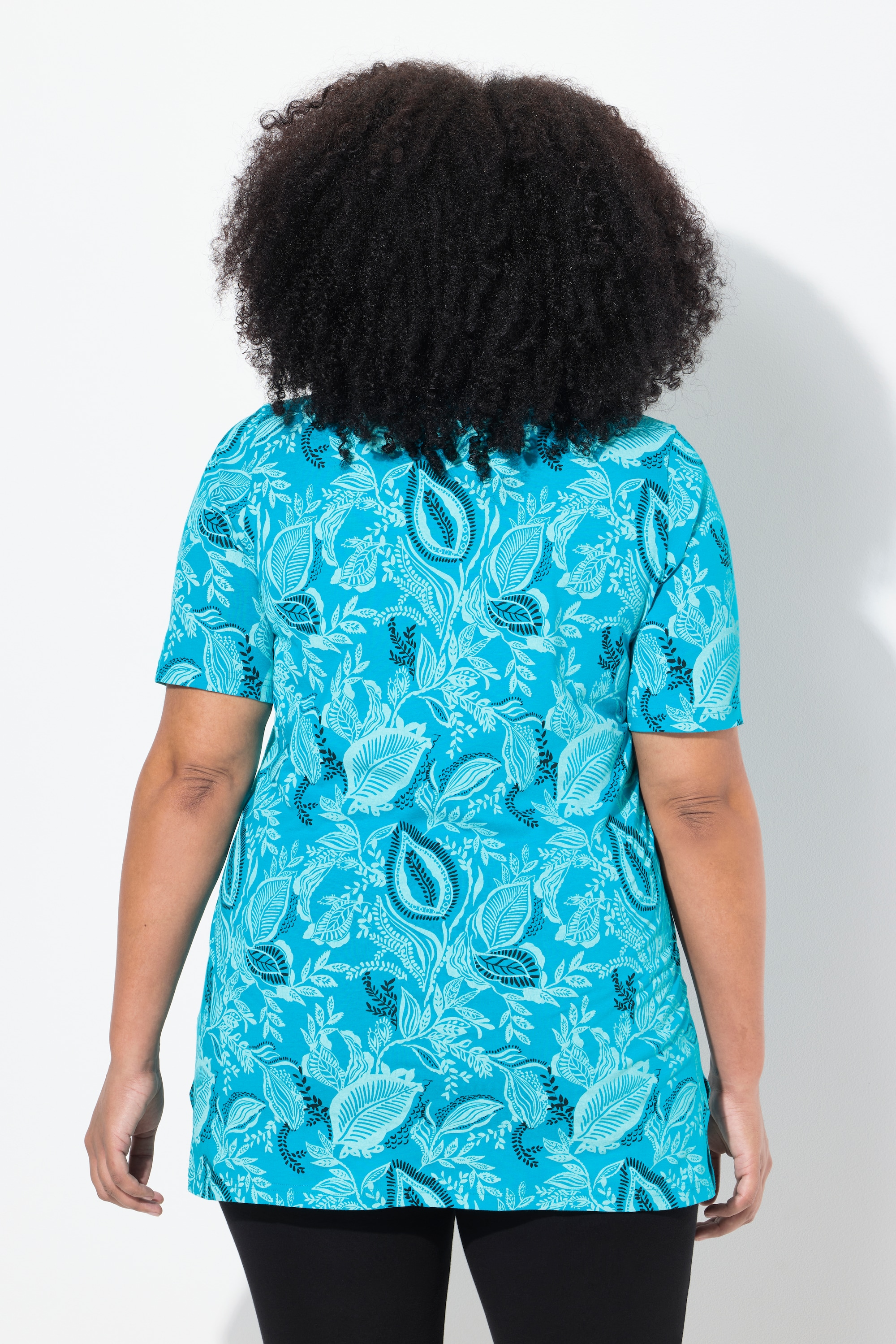 Ulla Popken Damen große Größen Longshirt A Linie Rundhalsausschnitt