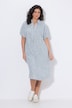 Leinenmix-Kleid, Streifen, Oversized, Hemdkragen, Halbarm