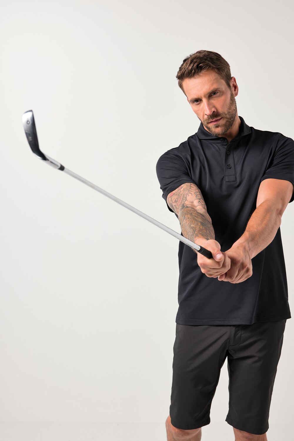 Stora storlekar Pikétröja för golfspelare, Her, svart, storlek: 7XL, Polyester, JAY-PI
