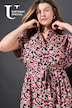 Hemdblusen-Midikleid, Fruits-Print, Bindegürtel