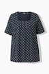 T-shirt à plis fantaisie. Encolure carrée et manches courtes. Coupe évasée