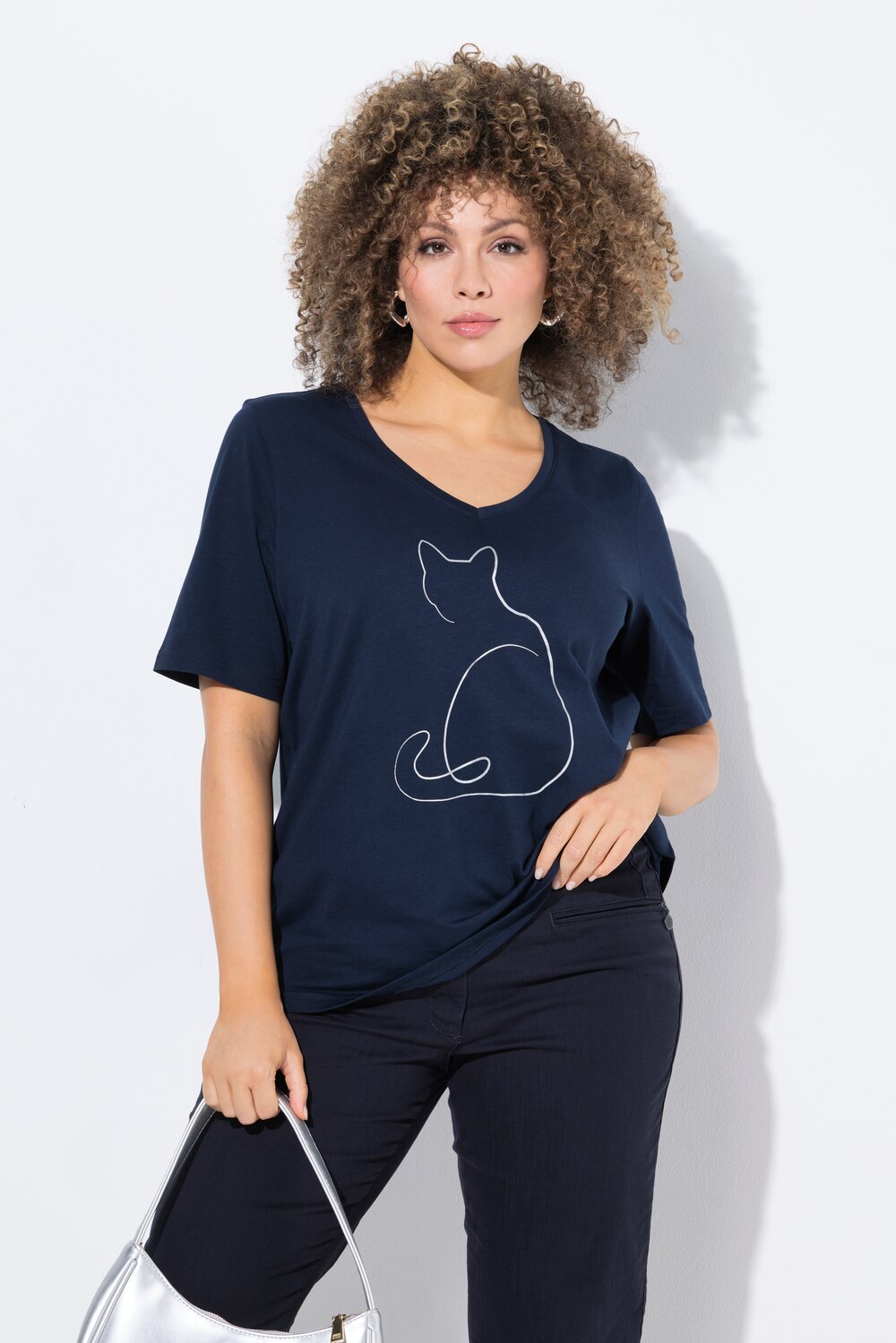 Große Größen T-Shirt, Damen, blau, Größe: 46/48, Baumwolle, Ulla Popken