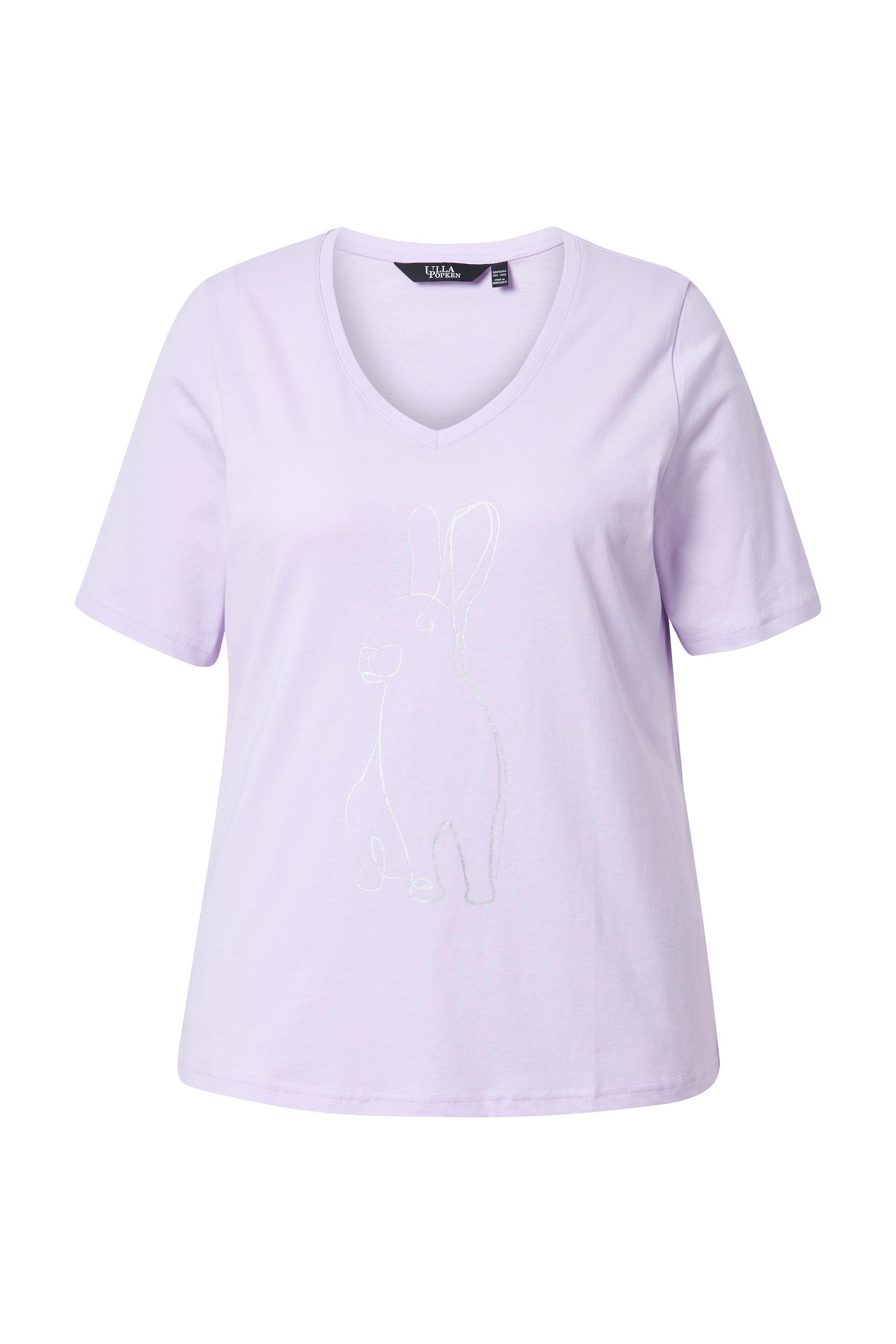 Ulla Popken Damen große Größen T Shirt Metallic Tiermotiv V Ausschnitt