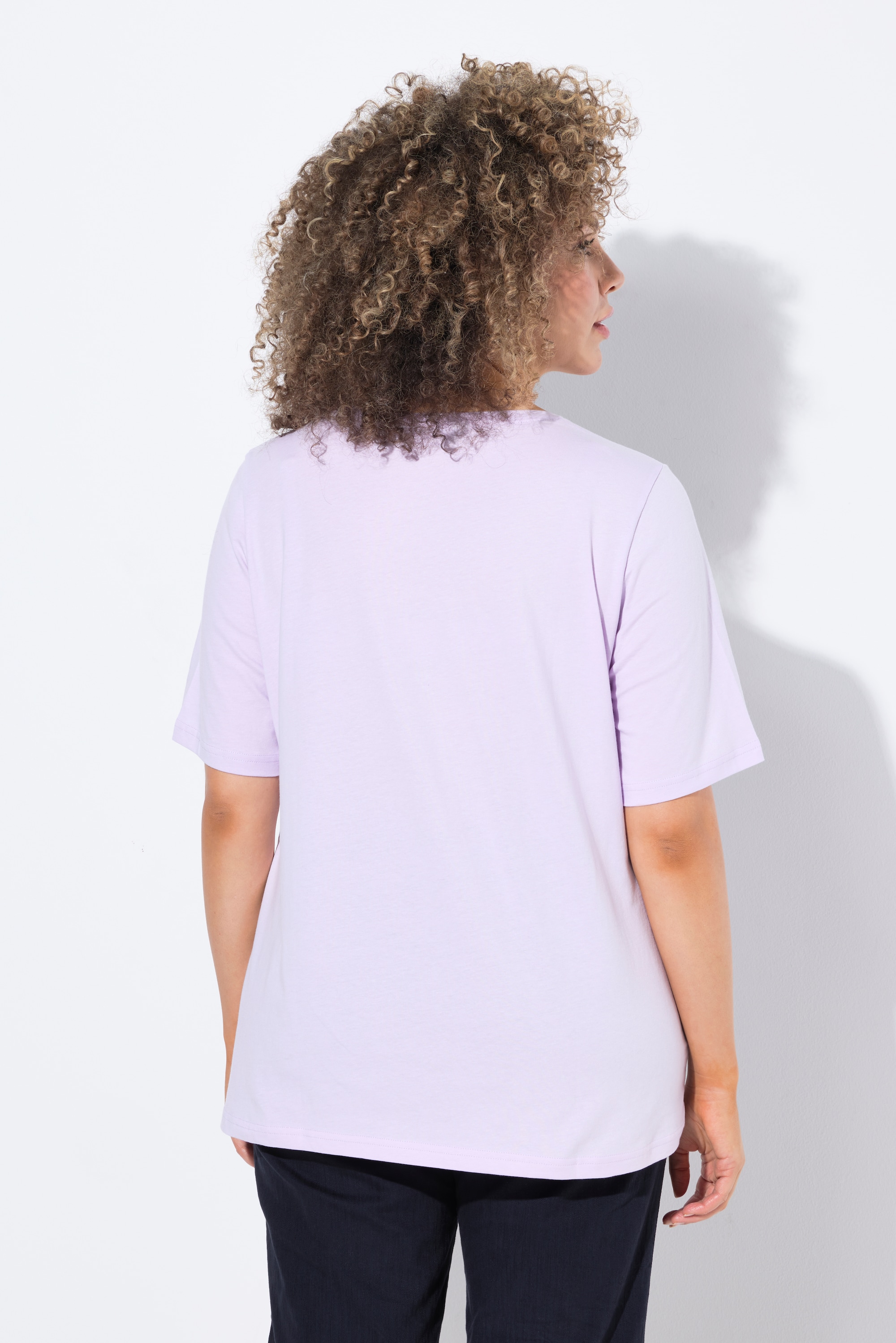 Ulla Popken Damen große Größen T Shirt Metallic Tiermotiv V Ausschnitt