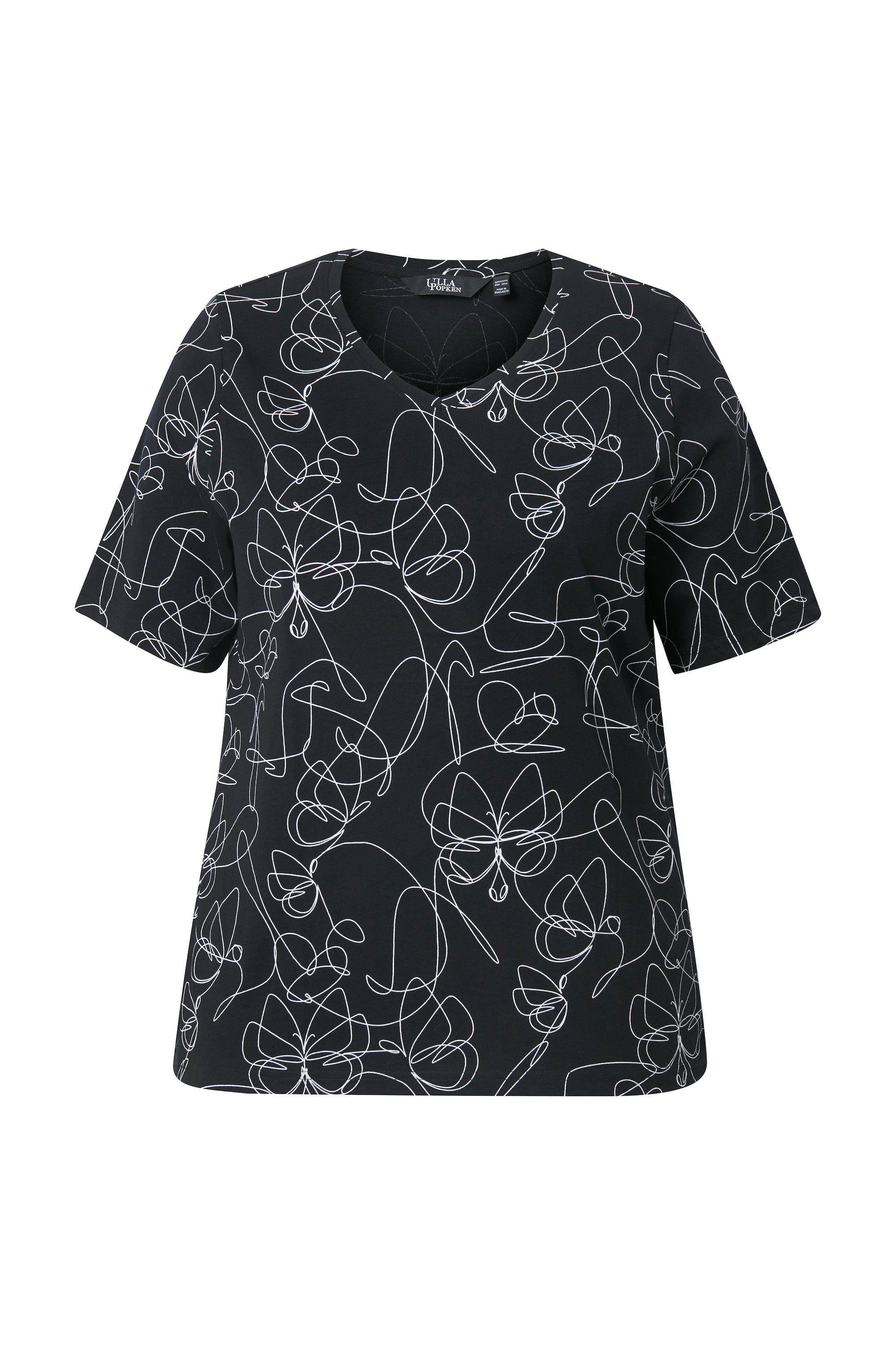Ulla Popken Damen große Größen T Shirt Tiermuster Classic V Ausschnitt