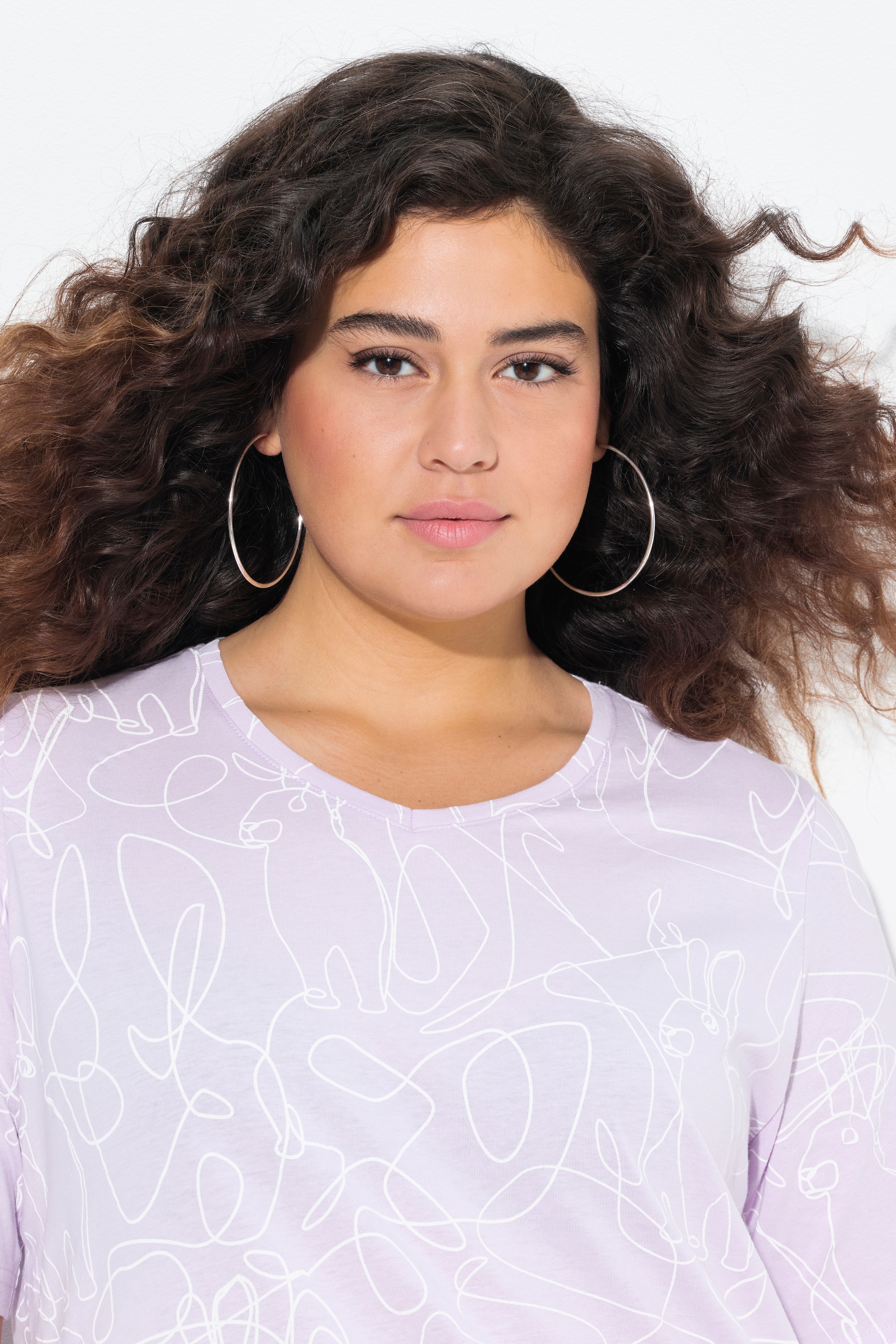 Ulla Popken Damen große Größen T Shirt Tiermuster Classic V Ausschnitt
