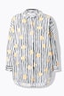 Stribet bluse, oversize, frugtprint på striber