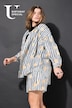 Stribet bluse, oversize, frugtprint på striber