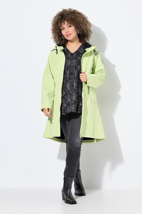 Veste Softshell Ulla Popken - Imperméable, Coupe-vent, Respirante - Capuche Réglable, Fermeture 2 Voies, Intérieur Polaire Doux