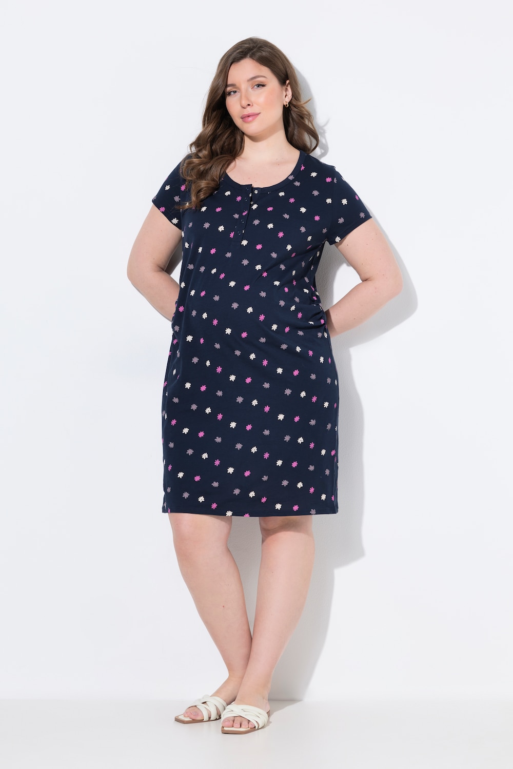 Bellieva-Jerseykleid, Raffung, Halbarm, Biobaumwolle