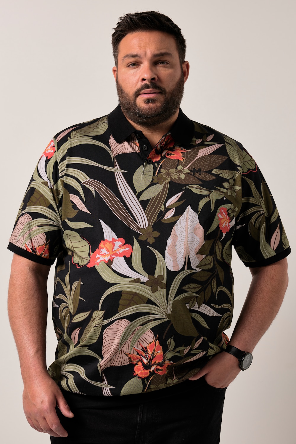 Men+ Poloshirt, Bauchfit, Halbarm, Alloverprint, bis 8 XL