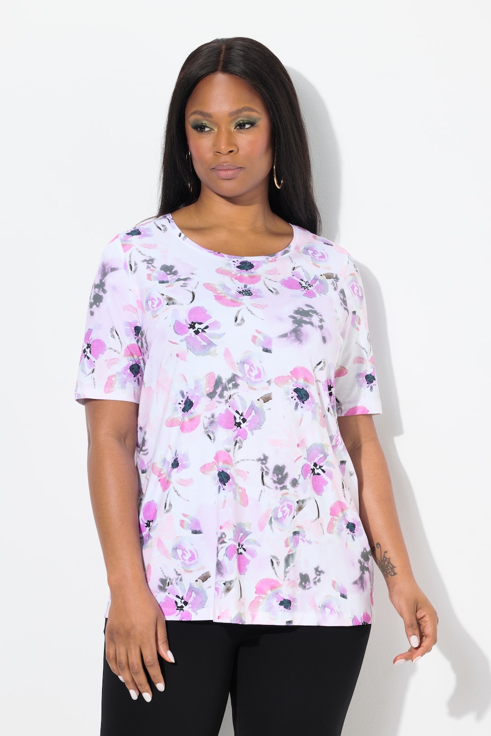 Große Größen T-Shirt, Damen, weiß, Größe: 46/48, Baumwolle, Ulla Popken