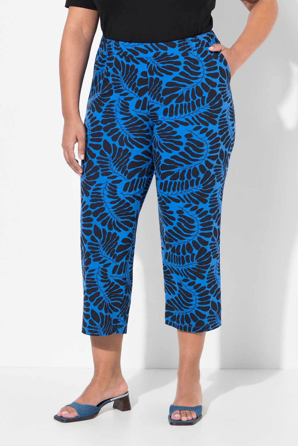 Große Größen 7/8-Jerseyhose, Damen, blau, Größe: 42/44, Baumwolle, Ulla Popken